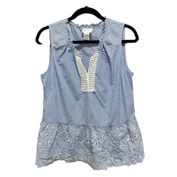 Liz Claiborne Top Womens L Fairy‎ Cottagecore Feminine Romantic Dainty Eyelet - Picture 1 of 6
